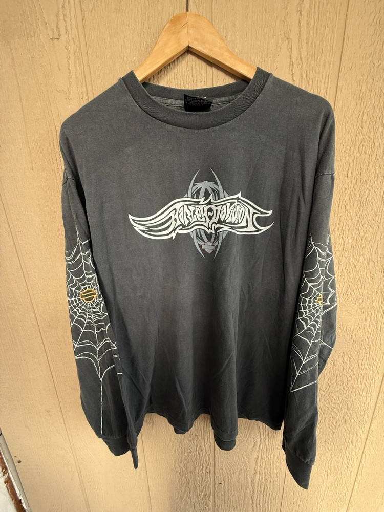 Vintage Harley Davidson Spider Web Shirt Mens XL Reprint Tribal Longsleeve