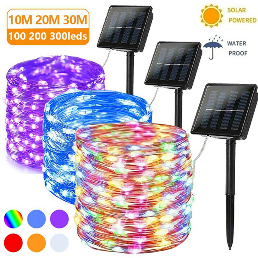 300/100 LED Solar Power String Fairy Lights Garden Outdoor Party Christmas Lamp
