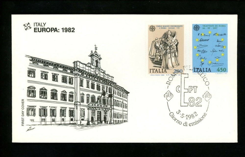 Postal History Italy FDC #1513-1514 Europa Treaty of Rome 1982