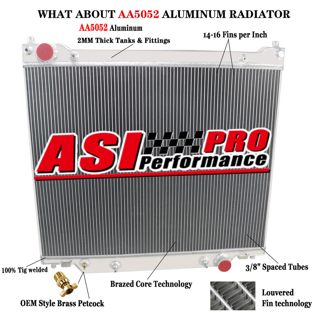 3 Row Aluminum Radiator For 1997-2014 Ford E150 E250 E350 E-450 5.4L 6.8L 7.3L