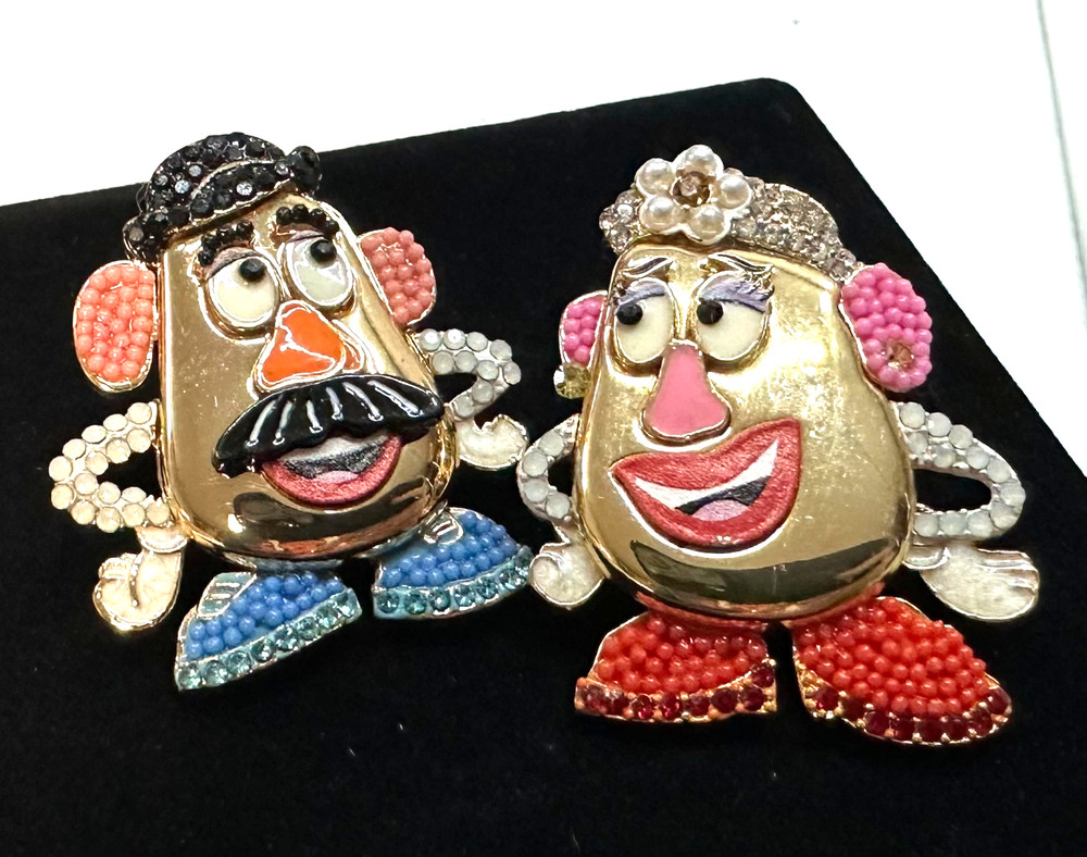 Signed DISNEY PIXAR BAUBLEBAR Mr. & Mrs Potato Head Pierced Earrings Lot I