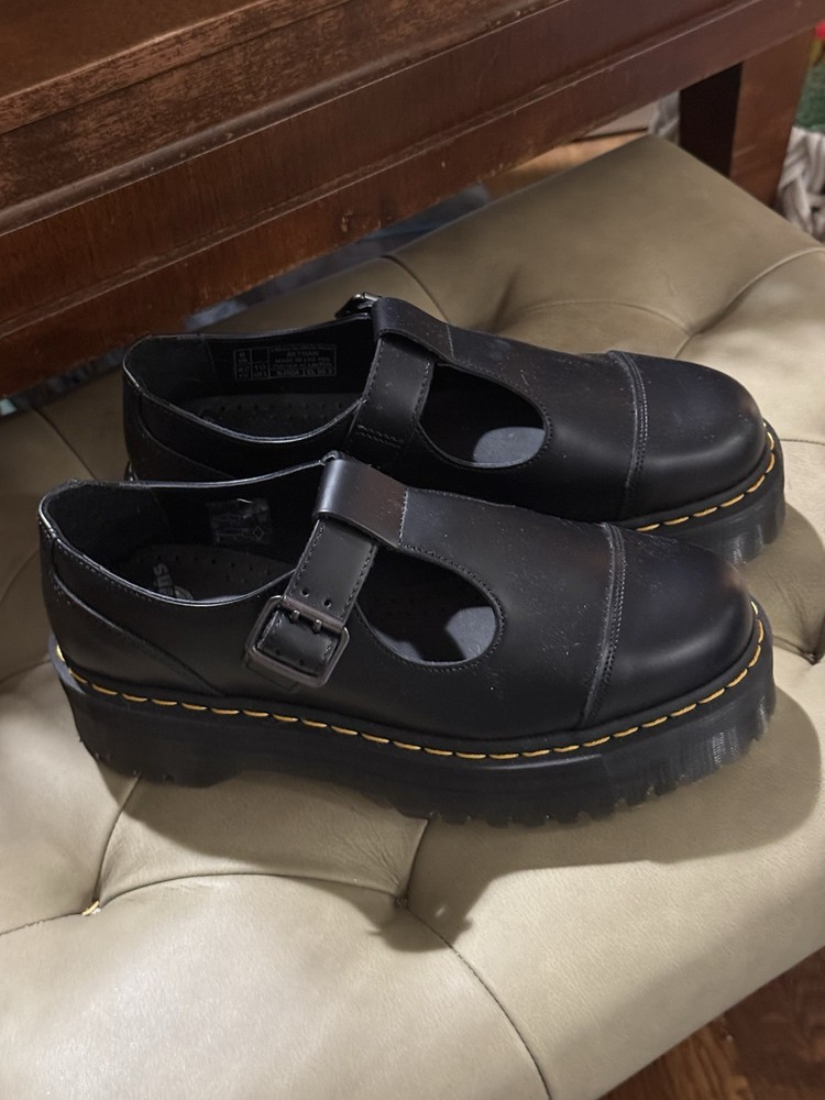*NEW DR MARTENS Bethan Buckle Mary Jane Leather Platform Shoe Black SZ 10