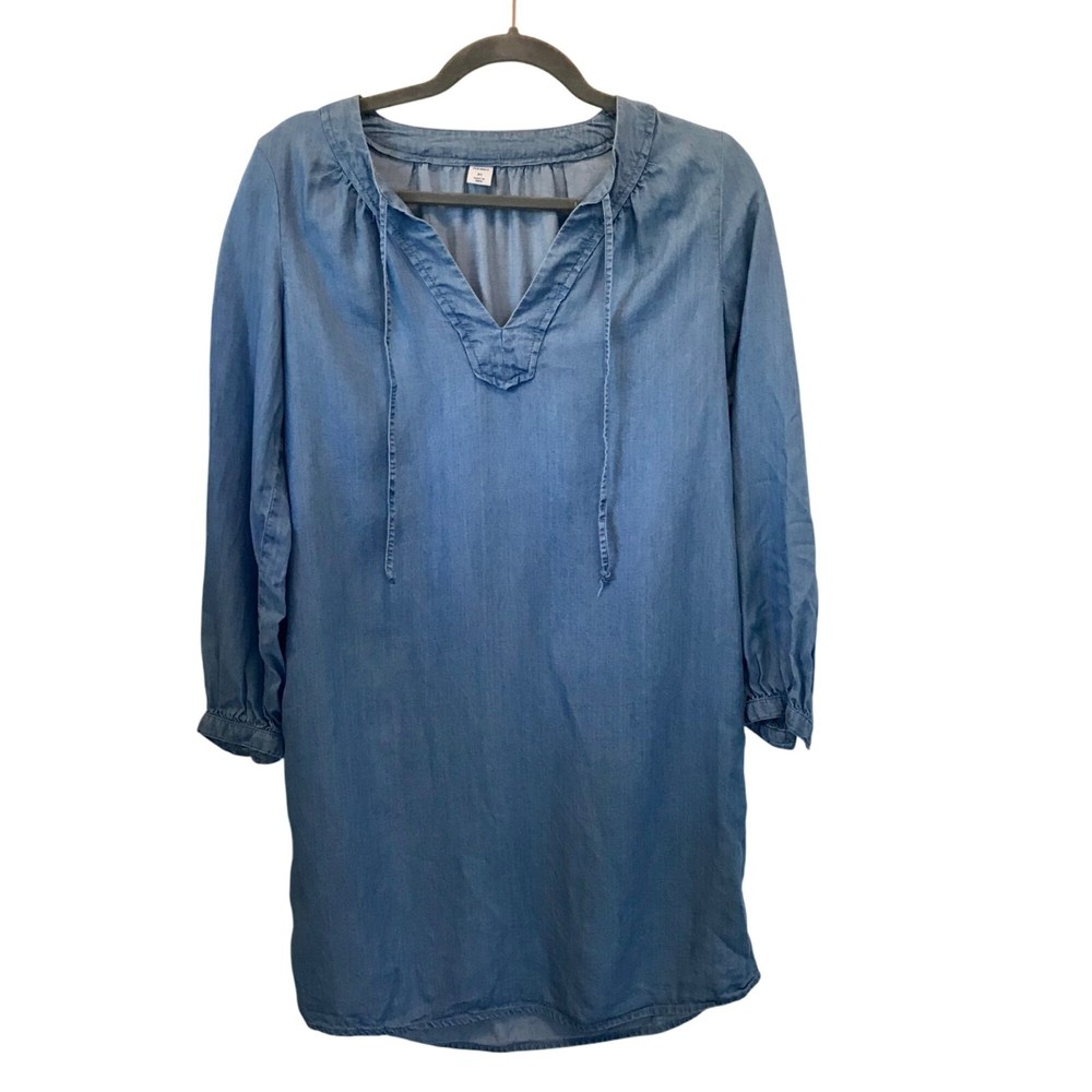 Old Navy Women's Chambray Denim Long-Sleeve Shirt Dress Size XS Casual Coastal