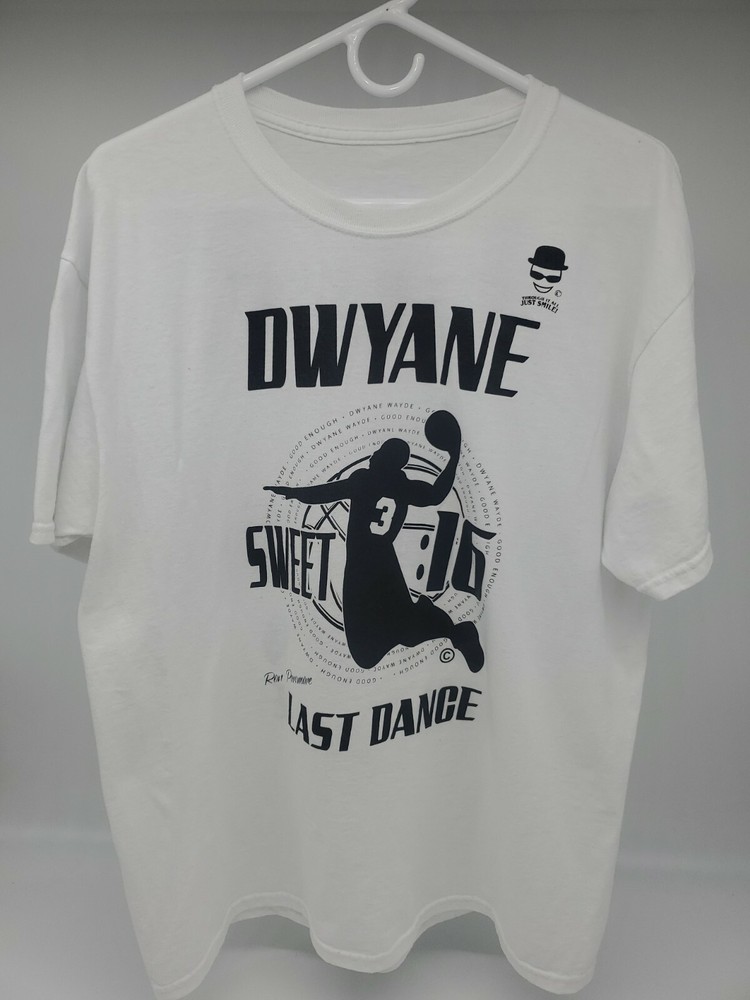 Dwyane Wade T Shirt Mens XL Last Dance Sweet 16 White .#42834
