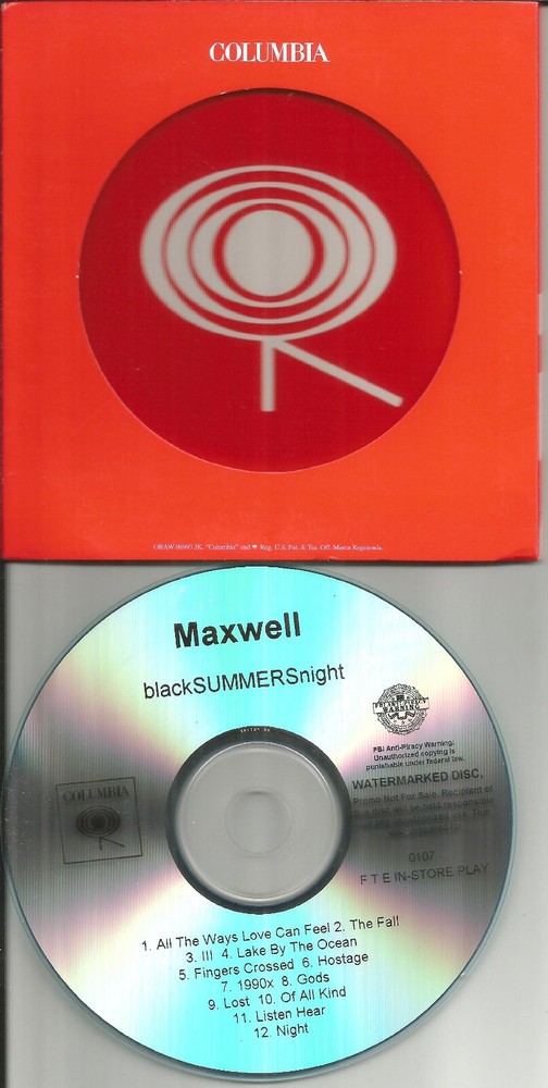 MAXWELL blacksummersnight UNRELEASED TRX 12 trx INSTORE PLAY TST PRESS PROMO CD