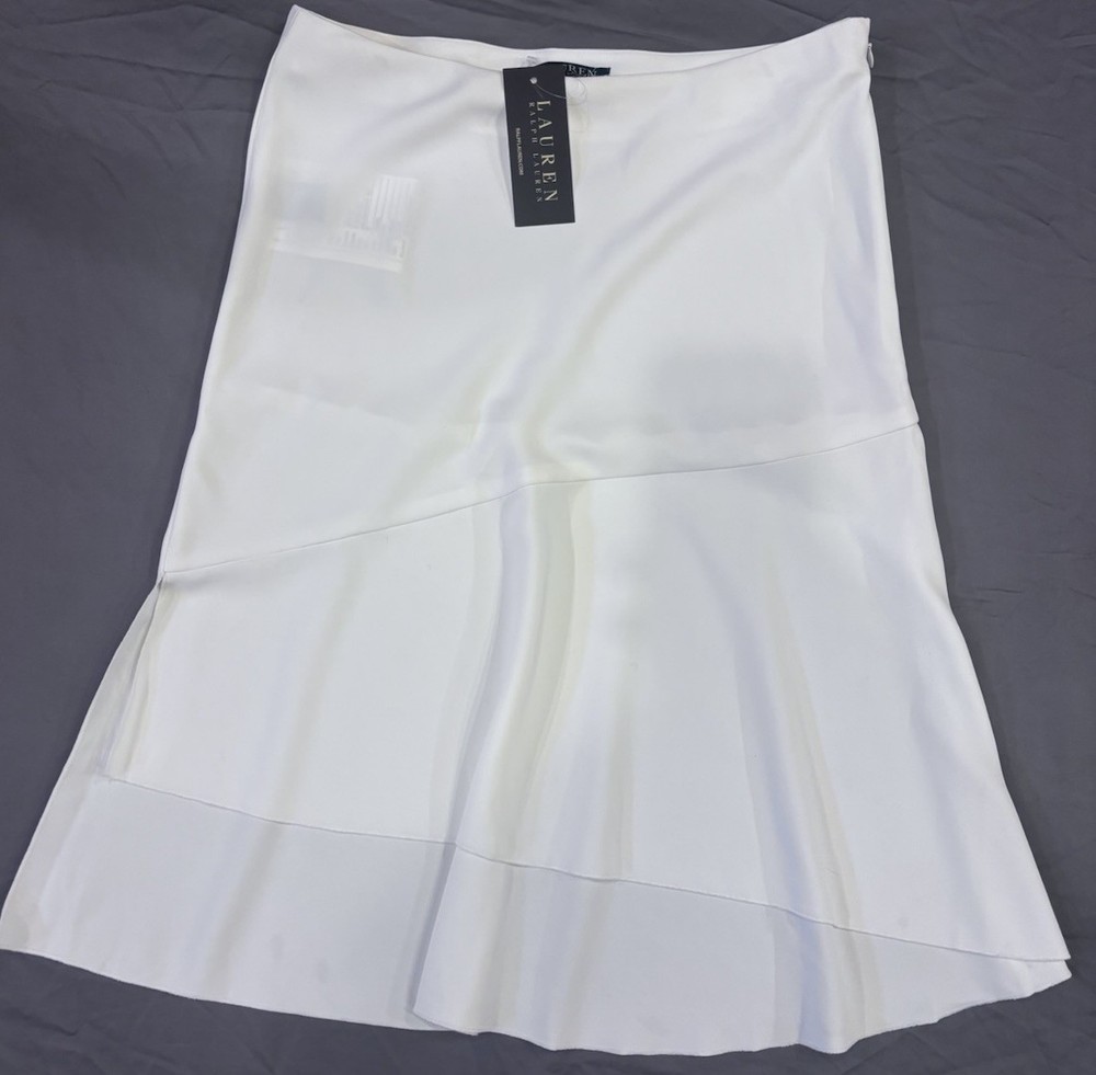 Lauren Ralph Lauren White Layered A-Line Skirt Knee Length Women Regular Size
