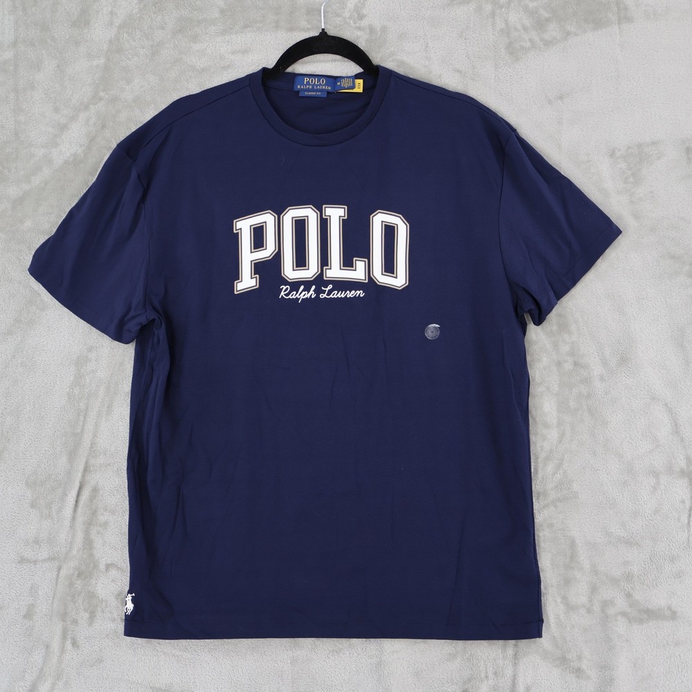 Polo Ralph Lauren Classic Fit Logo Jersey T-Shirt Mens Medium Blue Graphic NWT