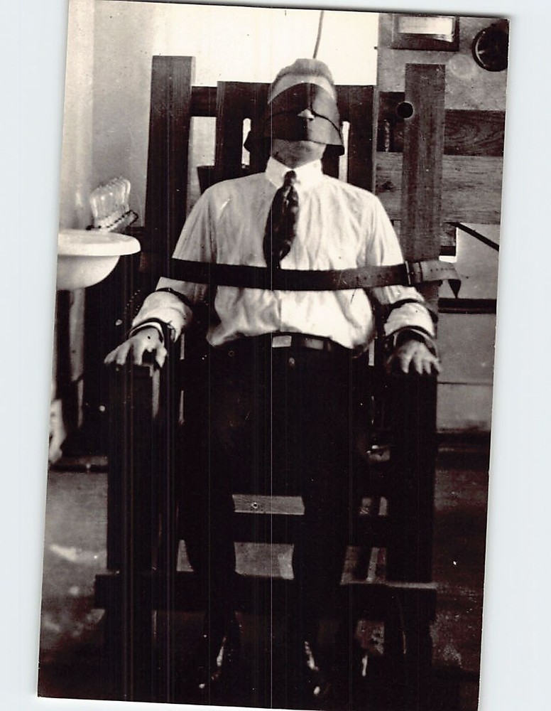Postcard Man in Electric Chair