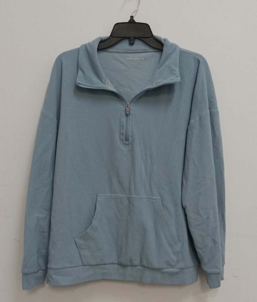 Marc New York Ladies' Ribbed 1/4 Zip Pullover Size XL Water Blue