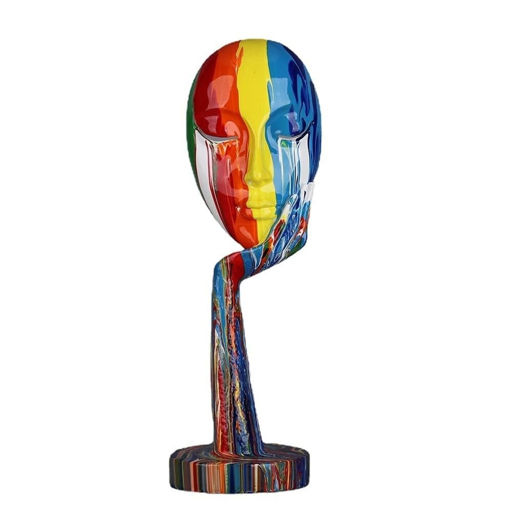 Colorful Abstract Thinker Sculpture Creative Female Face Art Statue