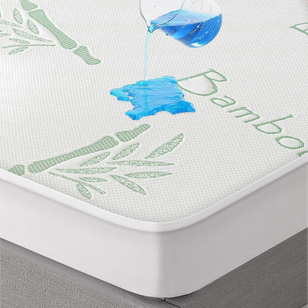 Cooling Twin XL Mattress Protector-100% Waterproof & Noiseless Rayon Fiber Ma...
