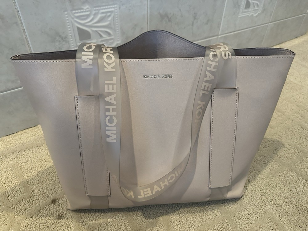 Michael Kors Pink Logo Leather Travel Tote Bag with Adjustable Shoulder Strap