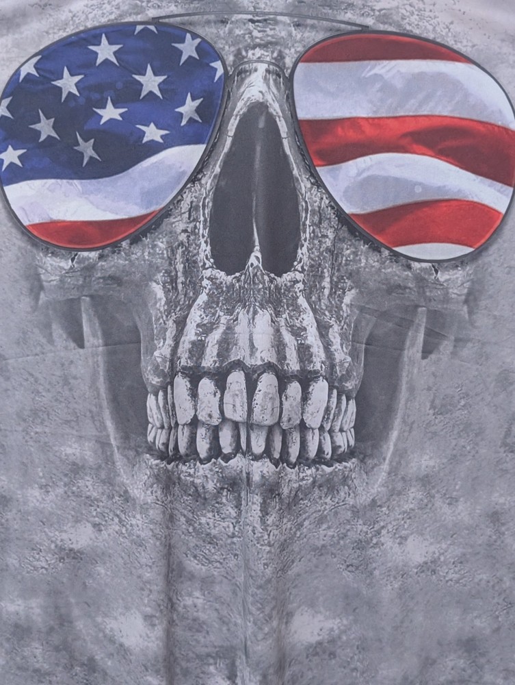 Get A Life Men's T-shirt Patriotic Skull All Over Print 2XL #5873 Flawed