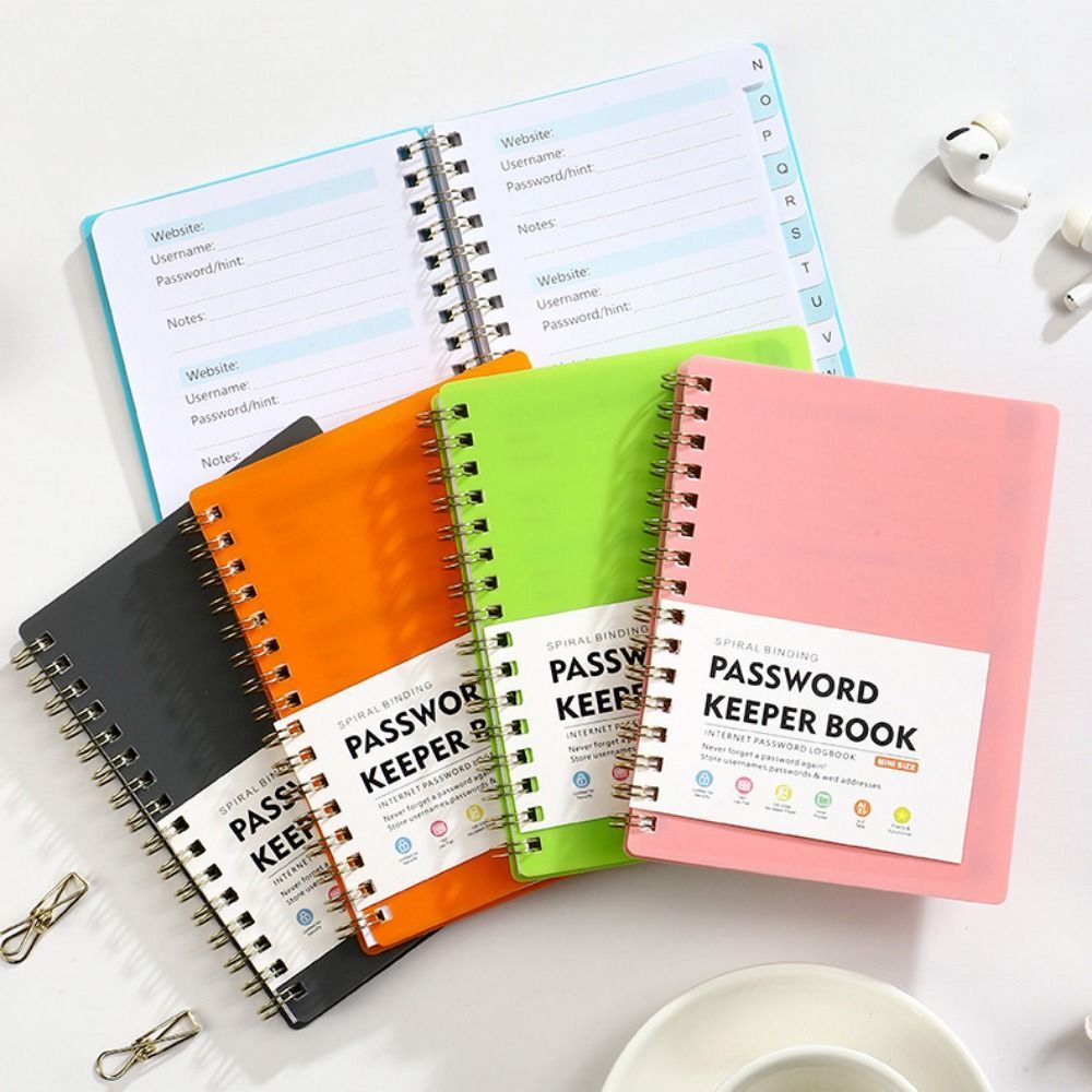 Internet Address Organizer Logbook Coil Book Password Keeper Notebook With Tabs