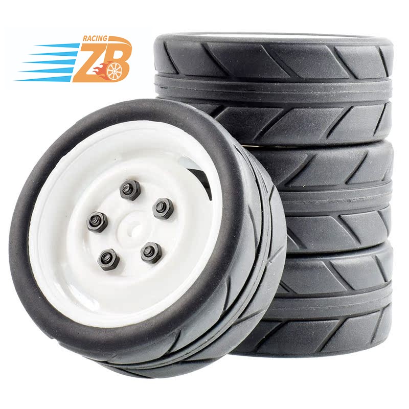 4pcs 1/10 Rubber Tires &12mm hex Wheels Rims Set for RC 1:10 On Road Touring Car