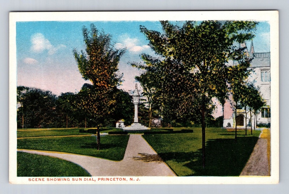 Princeton NJ-New Jersey, Showing Sun Dial, Antique, Vintagecard