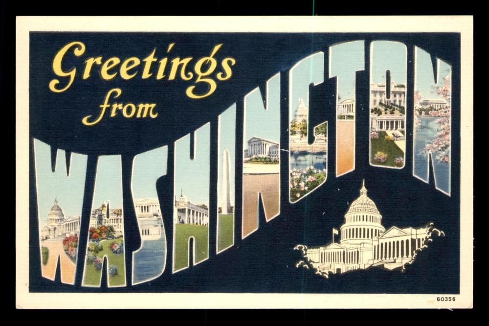 Greetings From Washington DC Linen Maryland MD Unp Postcard