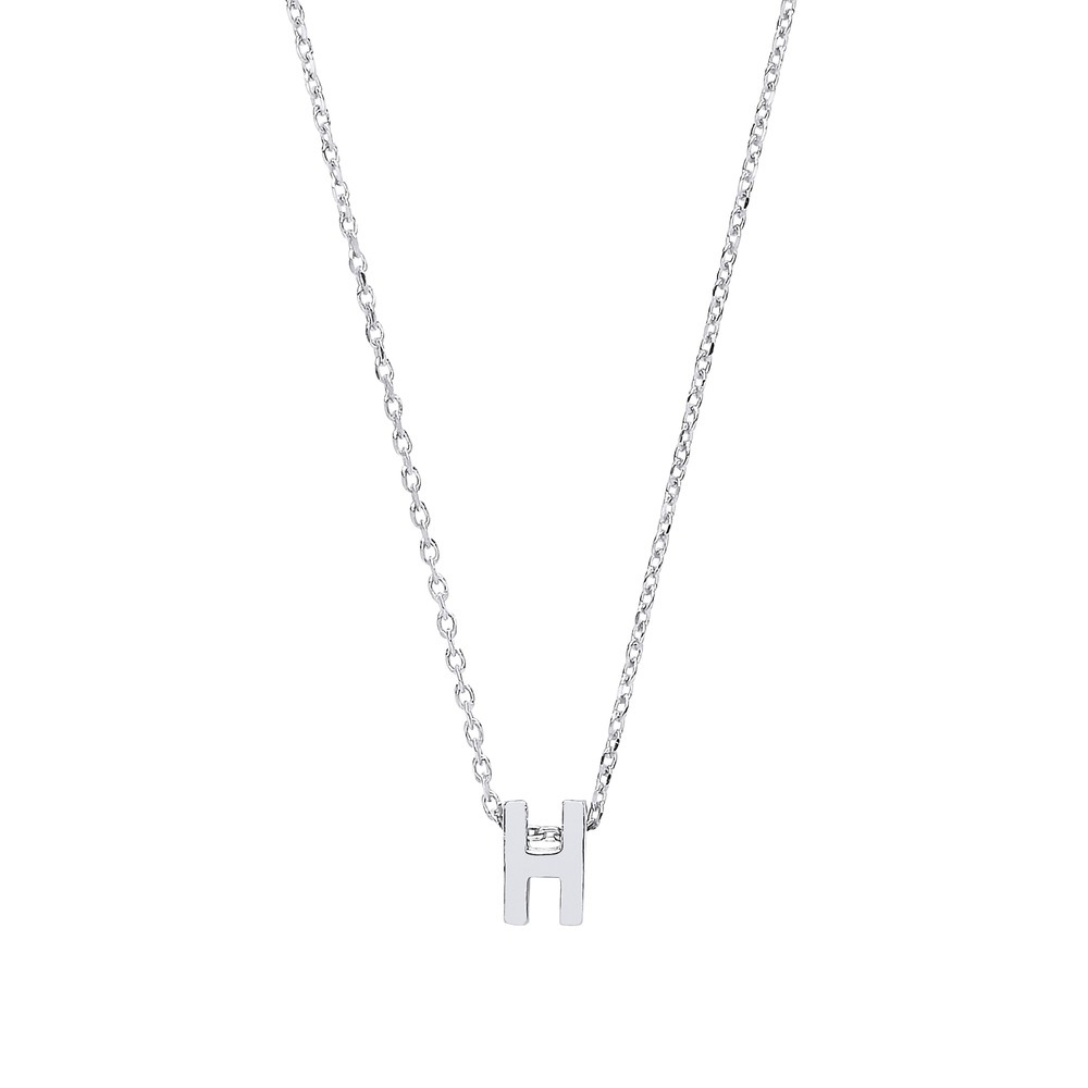 Silver Jewelco London Letter H Initial Pendant Necklace 18 inch