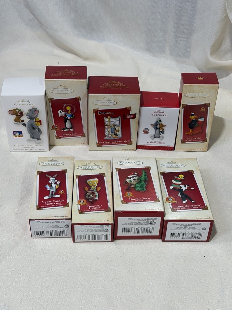Hallmark Keepsake Ornament Lot 9 Looney Tunes Tom Jerry Bugs Bunny Taz Tweety