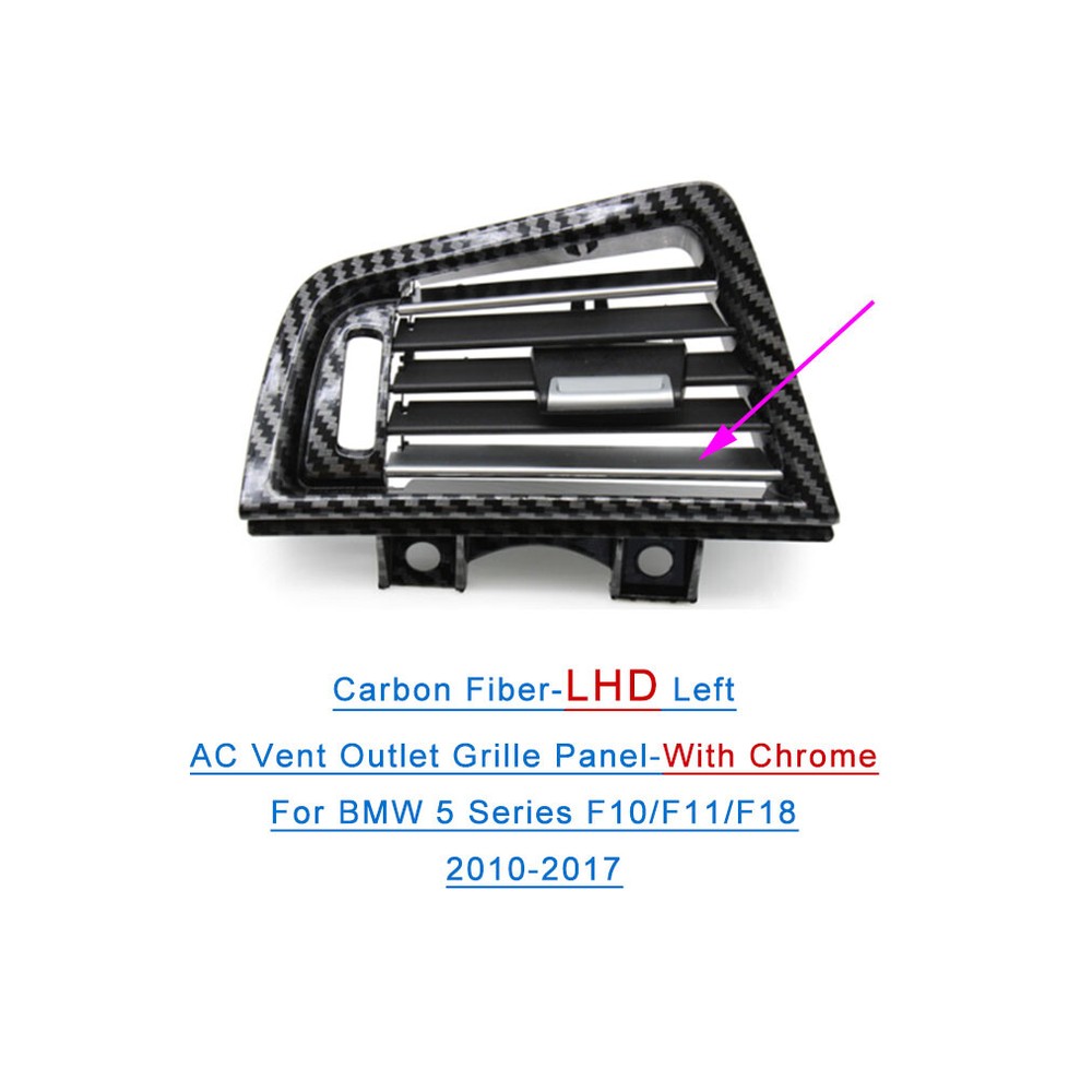 For BMW 5 Series 10-17 Left AC Vent Outlet Grille Panel Carbon Style+Chrome LHD
