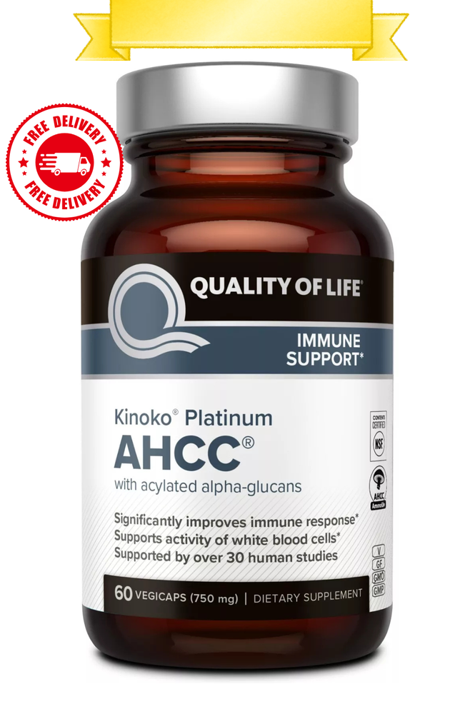 Kinoko Platinum AHCC 750 mg - Immune Supplement - Quality of Life - 60 Count!!