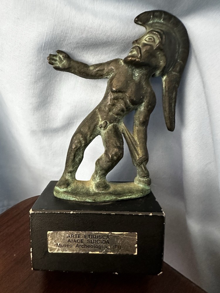 Vintage Bronze Achilles Death Sculpture Mythological Art Statue-image