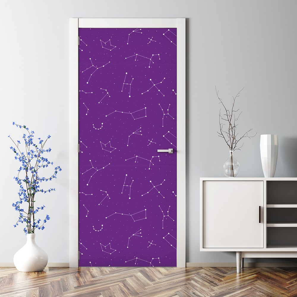 Purple Sky Bubble Free Night Climat Repositionable Door Decal