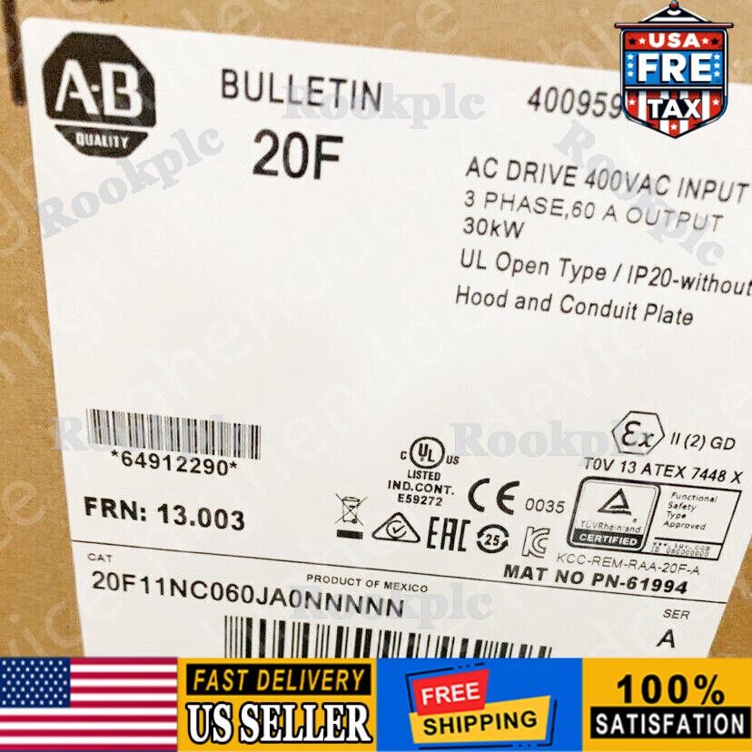 New 20F11NC060JA0NNNNN AB PowerFlex Air Cooled 753 AC Drive US Free Tax
