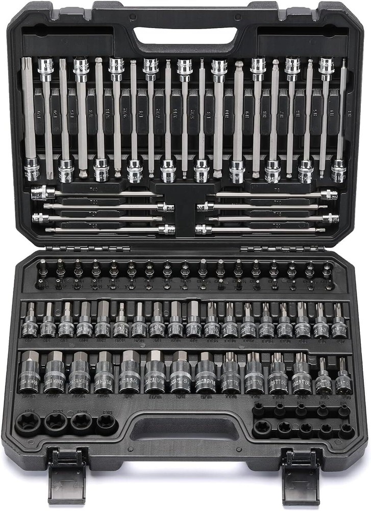 US Mayouko 107-Piece Bit Socket Set with Torx & Extra Long Torx Bits – 1/4