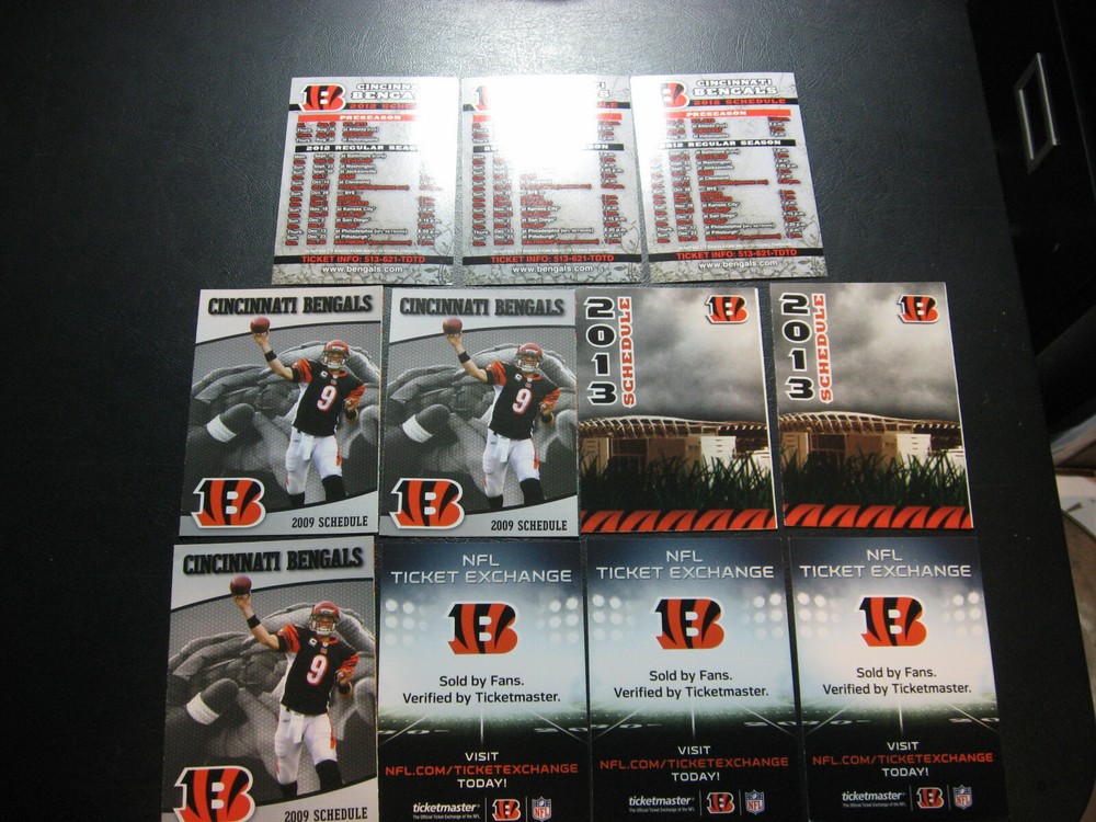 (11) CINCINNATI BENGALS Pocket SCHEDULES lot NFL
