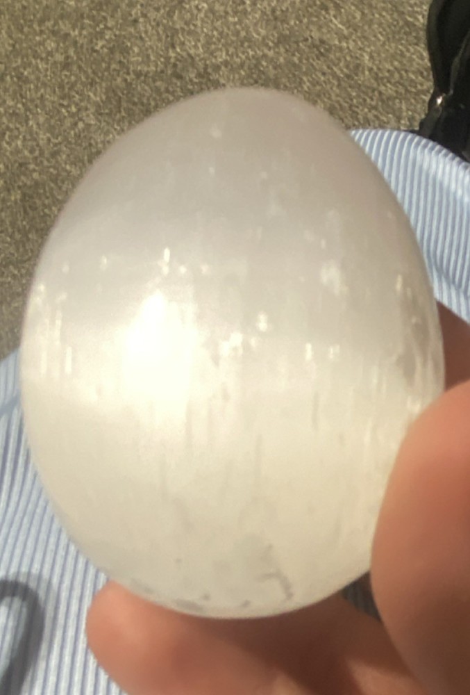 Selenite Polished White Crystal Egg-Shaped Mineral Display Specimen
