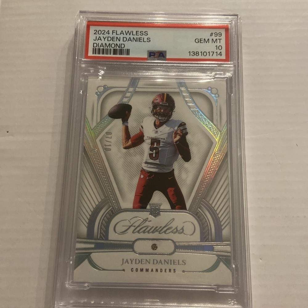 2024 Panini Flawless JAYDEN DANIELS TRUE ROOKIE DIAMOND /10 Commanders PSA 10