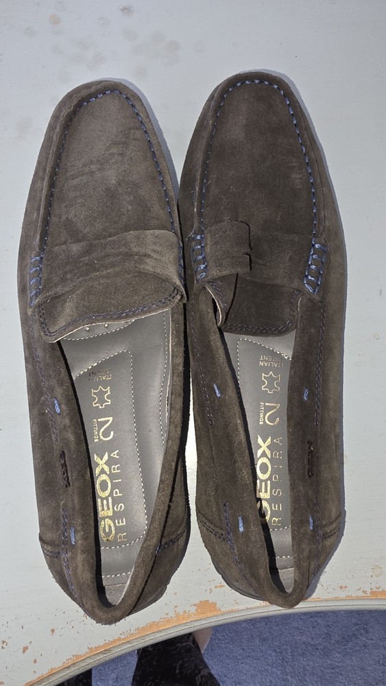 Geox Respira Men's Brown Suede Loafers EU 42 Breathable Leather Insole