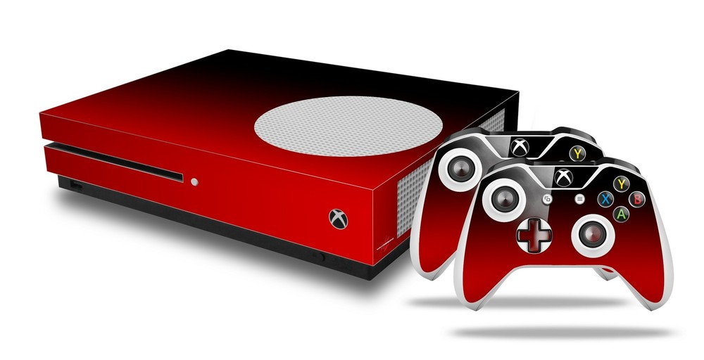 Skin XBOX One S Console Controller Smooth Fades Red Black