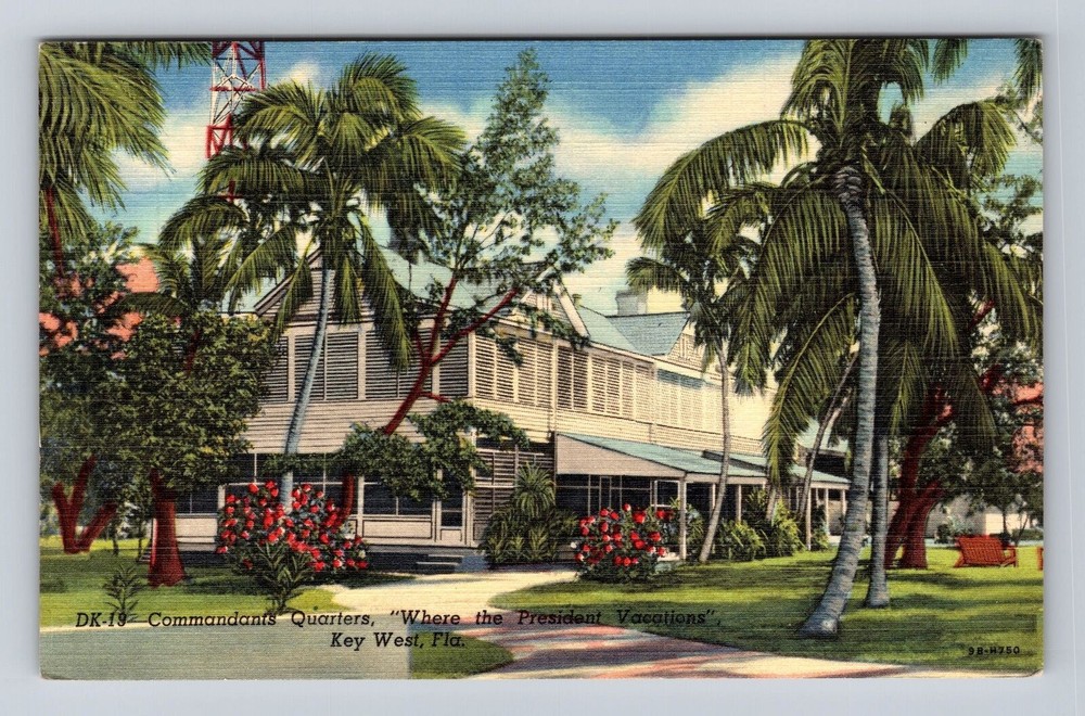 Key West FL-Florida, Commandants Quarters, Antique Vintage Souvenir Postcard