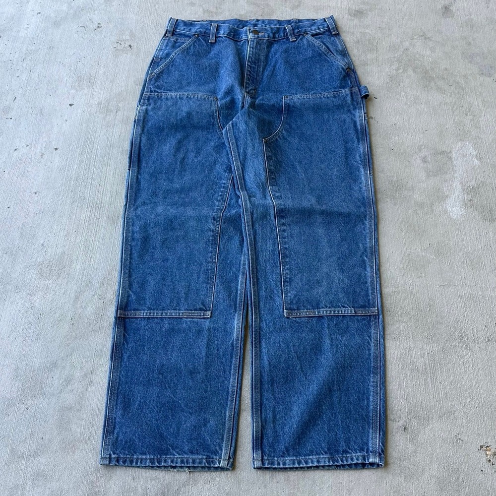 Vintage Y2K Carhartt denim blue jeans double knee work wear carpenter pants