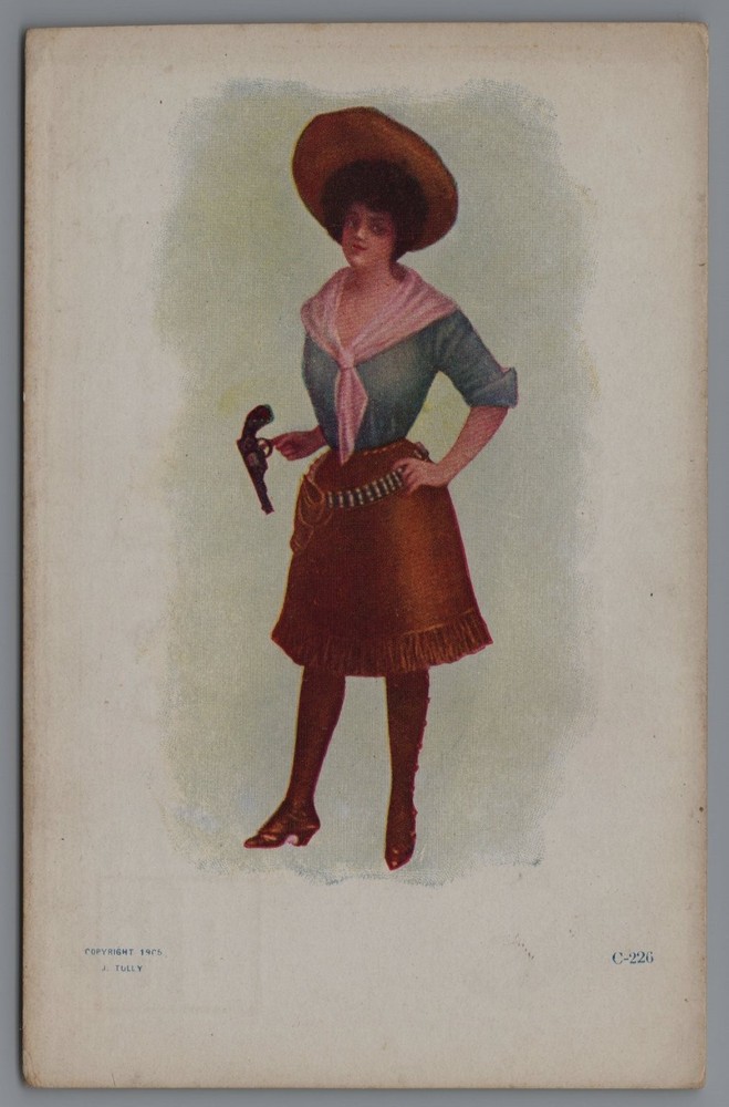 Vintage 1905 Cowboy Cowgirl Woman Art Postcard by J. Tully C-226
