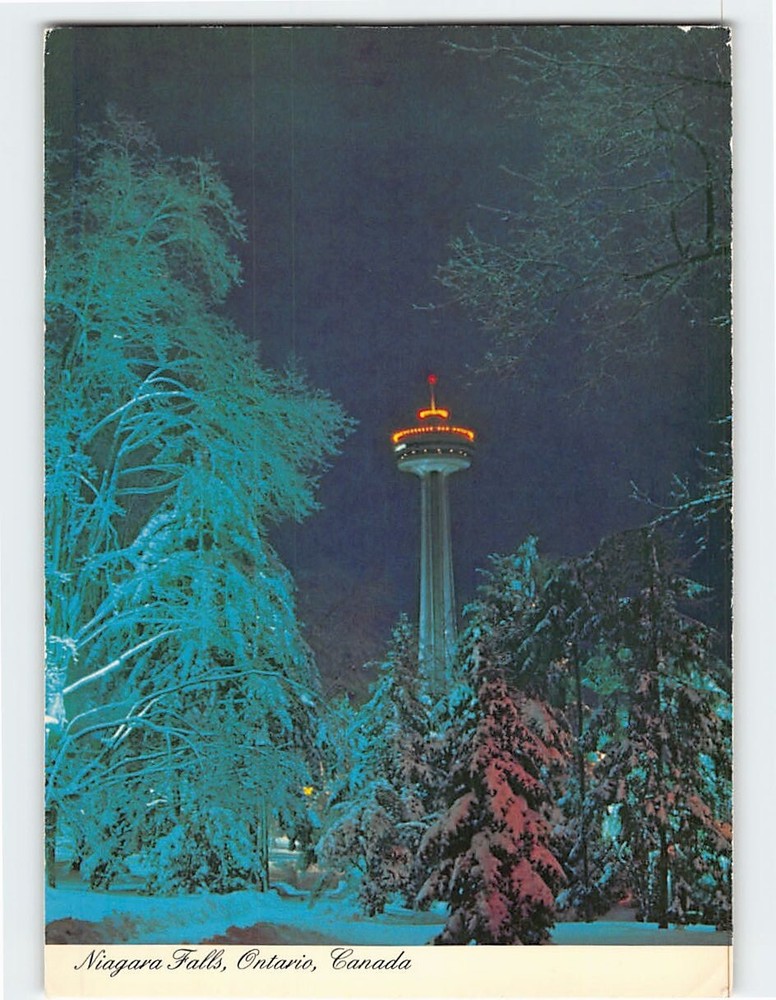 Postcard Skylon Tower Icy Splendour Niagara Falls Ontario Canada