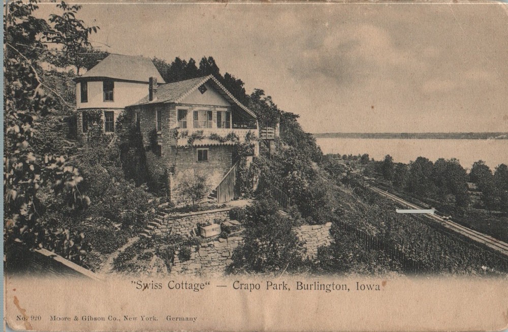 Vintage Postcard 1913 Swiss Cottage, Crapo Park, Burlington, Iowa (IA)