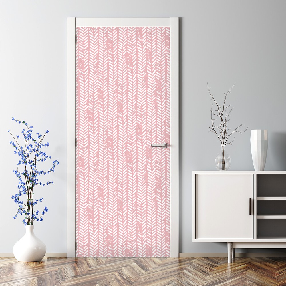 Shabby chic herringbone decal geometric bubble-free door sticker for simple decor