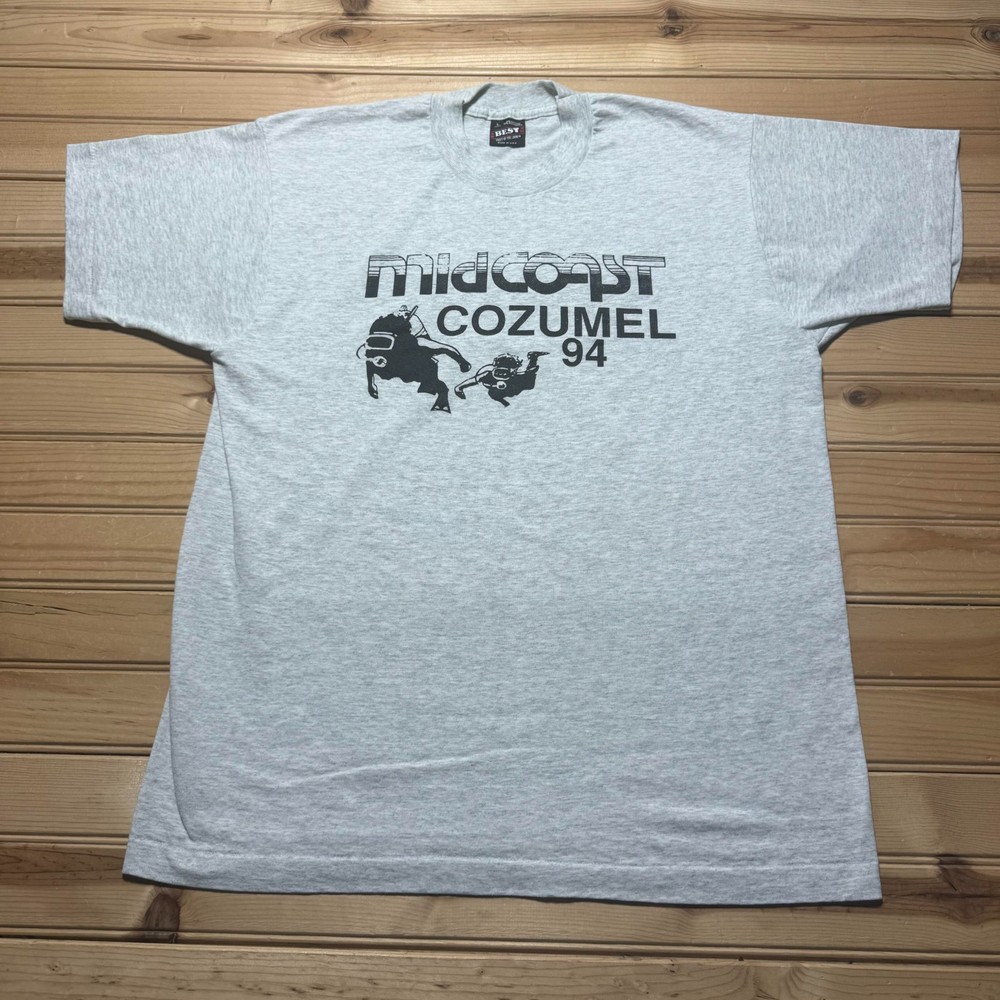 Vintage 90s 1994 Midcoast Cozumel Mexico Scuba Diving Souvenir Shirt Men's Large