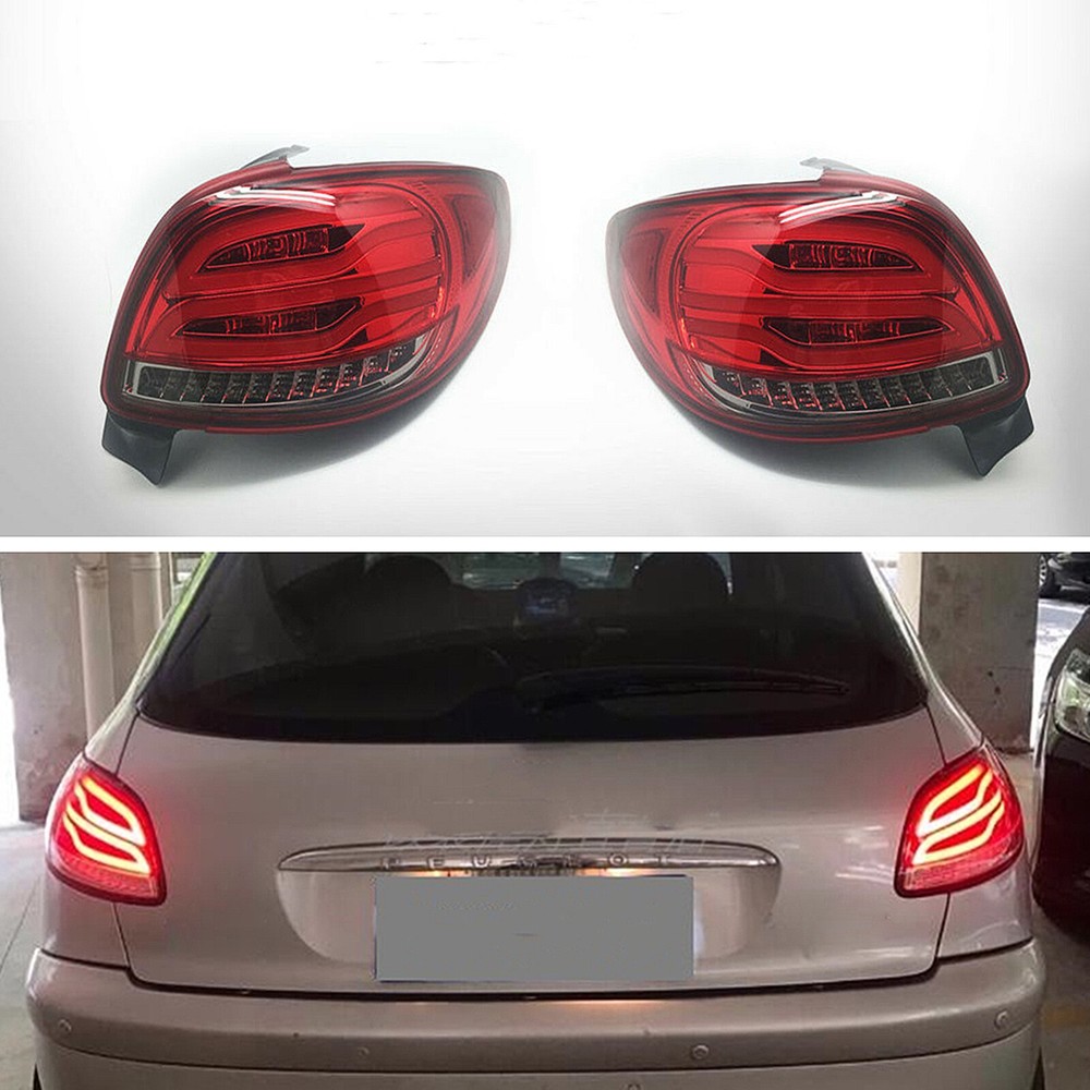 2PCS Dark Red LED Taillights Rear Lamp for Peugeot 206 1998-2004