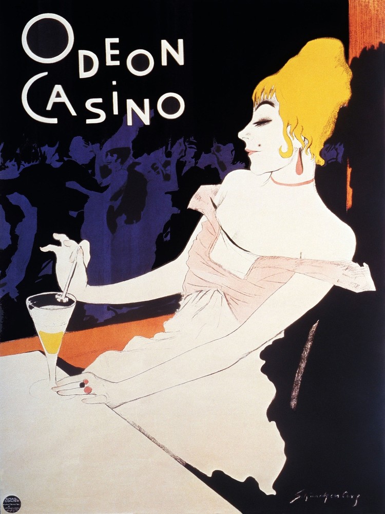 4034.Odeon Casino, blonde woman having a drink.POSTER.Home School art decor