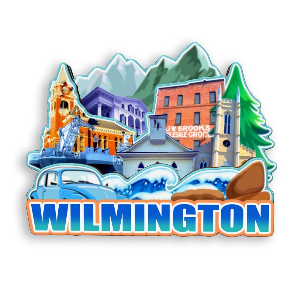 Wilmington North Carolina USA Refrigerator magnet 3D travel souvenir wood gift