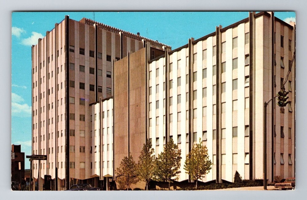 Akron OH-Ohio, City County Safety Building, Antique, Vintage Souvenir Postcard