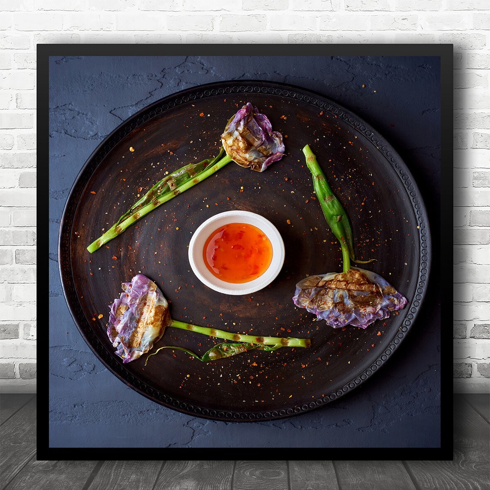 Vegan Sauce Healthy Flower Vegetable Food Still Life Square Wall Art Print