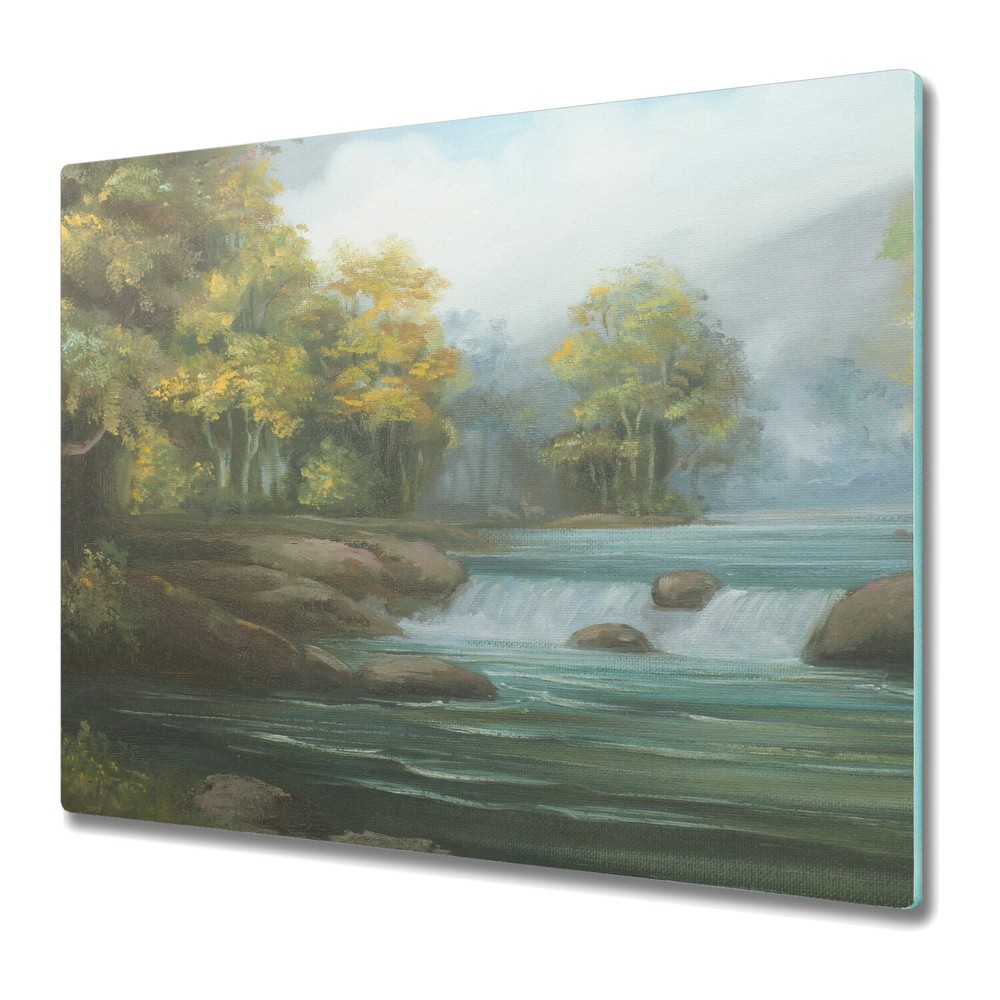 Glass Chopping Board Oil Waterfall waterfall river woodland misty forest wild