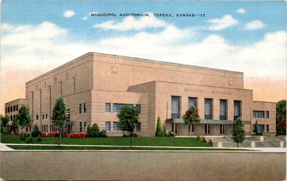 MUNICIPAL AUDITORIUM, TOPEKA, KANSAS, City Offices Postcard