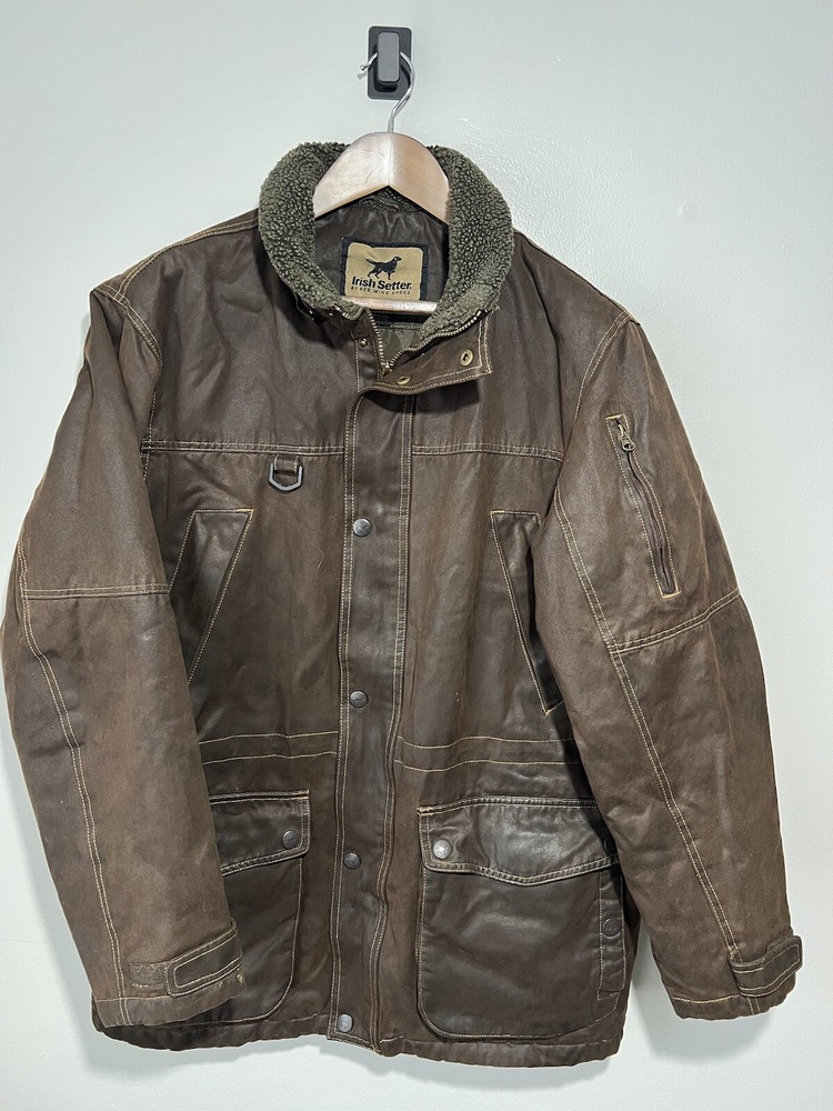 Vintage Red Wing Irish Setter Brown Leather Hunting Jacket Mens Size Large