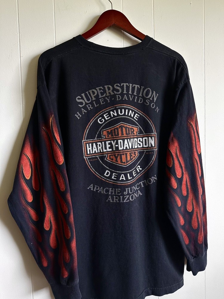 Early 2000’s Y2K Harley Davidson Arizona Flamed Out Longsleeve Size XL